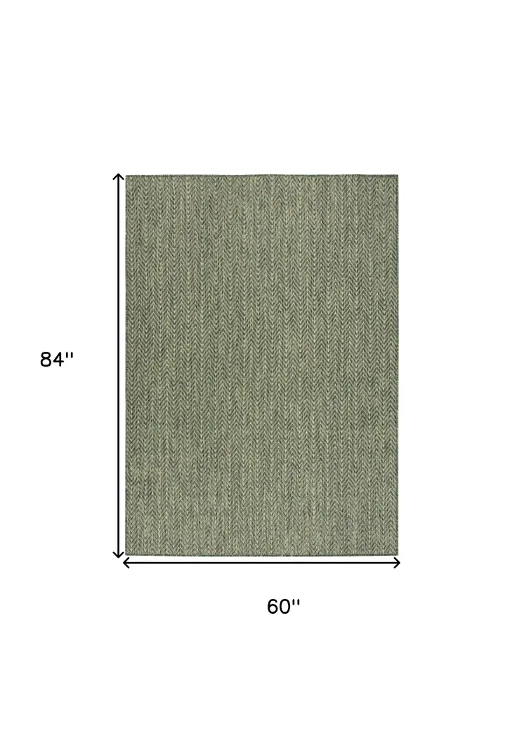 5' X 7' Green Geometric Indoor Outdoor Area Rug