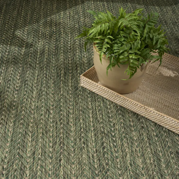 5' X 7' Green Geometric Indoor Outdoor Area Rug
