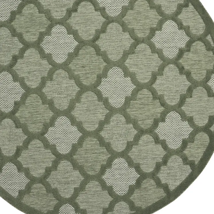 8' Green Round Geometric Indoor Outdoor Area Rug