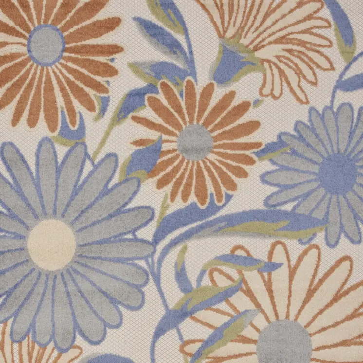 4' X 6' Beige Floral Indoor Outdoor Area Rug