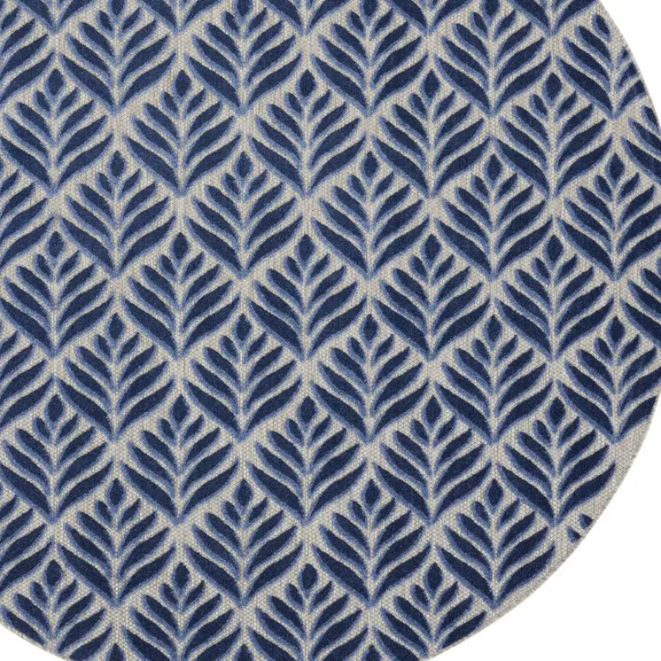 5' Blue Round Floral Indoor Outdoor Area Rug