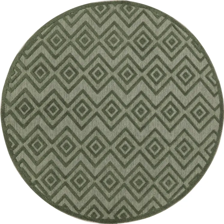 8' Green Round Geometric Indoor Outdoor Area Rug