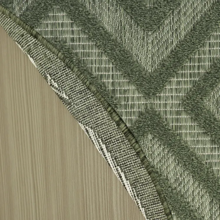8' Green Round Geometric Indoor Outdoor Area Rug