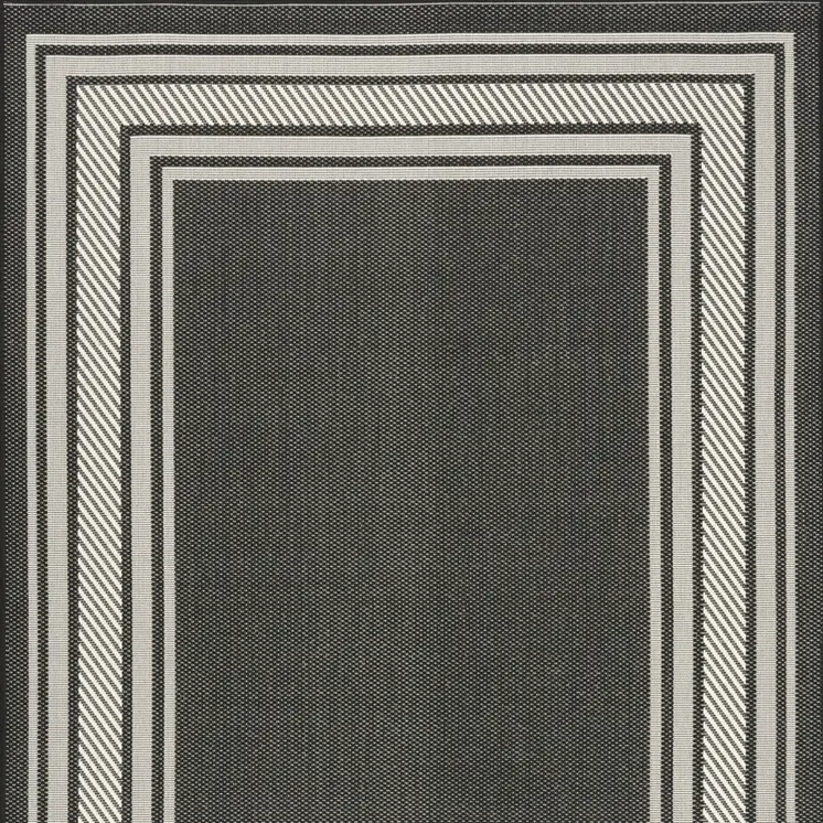 6' X 9' Black Geometric Indoor Outdoor Area Rug
