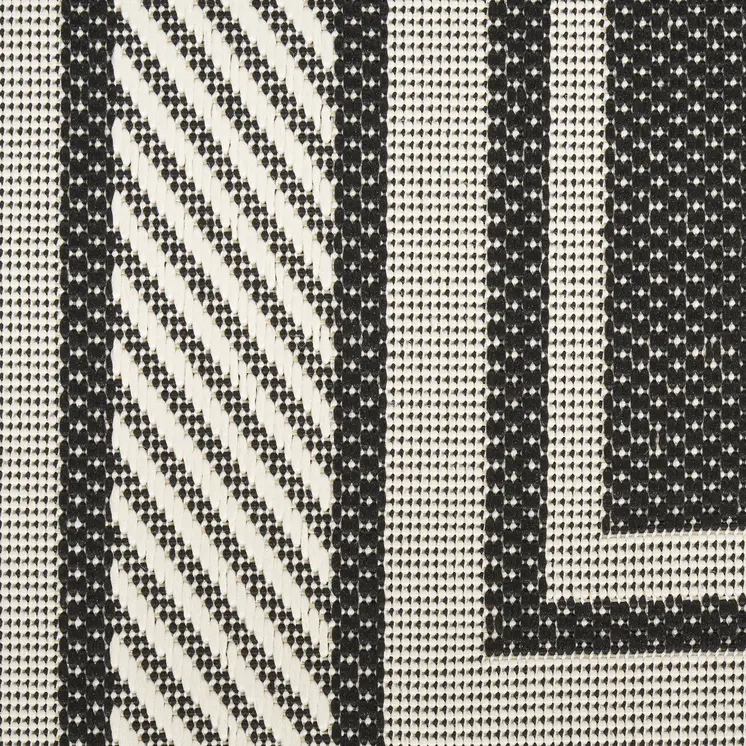 6' X 9' Black Geometric Indoor Outdoor Area Rug