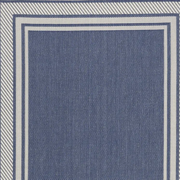 6' X 9' Navy Blue And Ivory Geometric Indoor Outdoor Area Rug