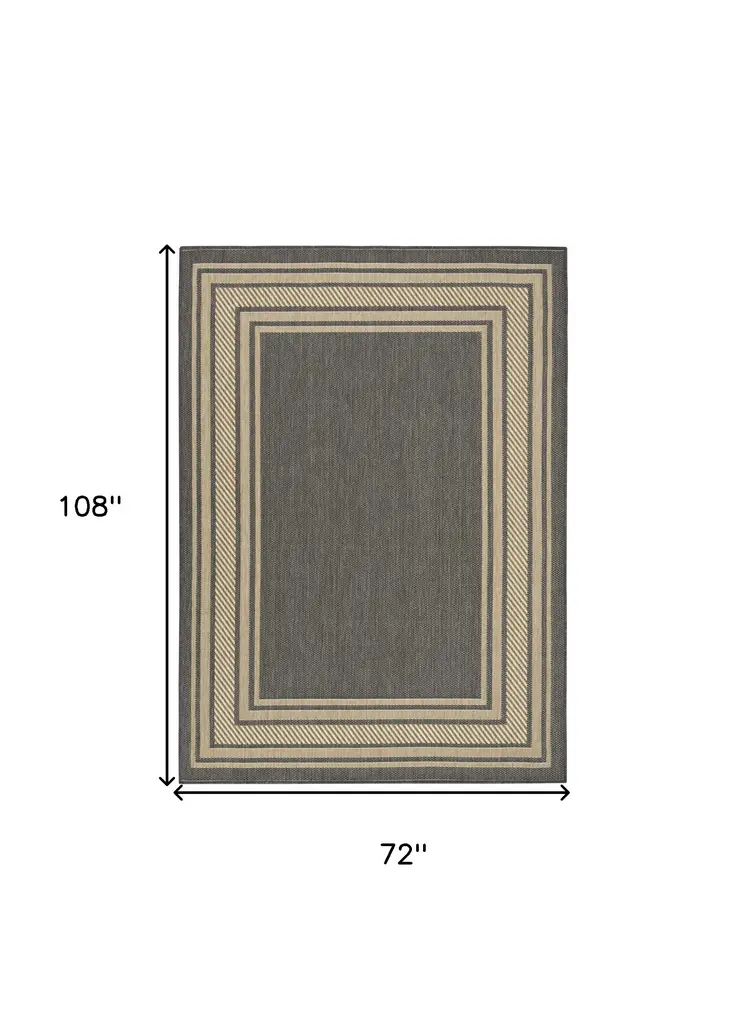 6' X 9' Charcoal Geometric Indoor Outdoor Area Rug