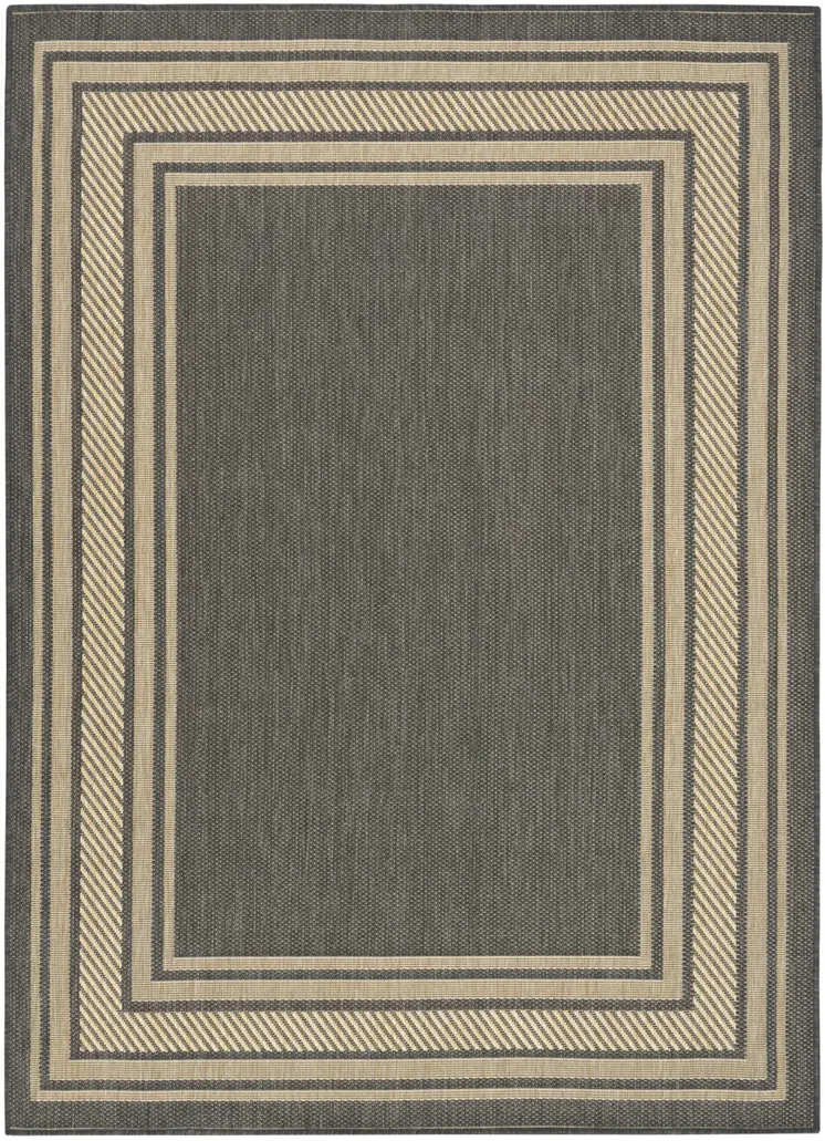 6' X 9' Charcoal Geometric Indoor Outdoor Area Rug