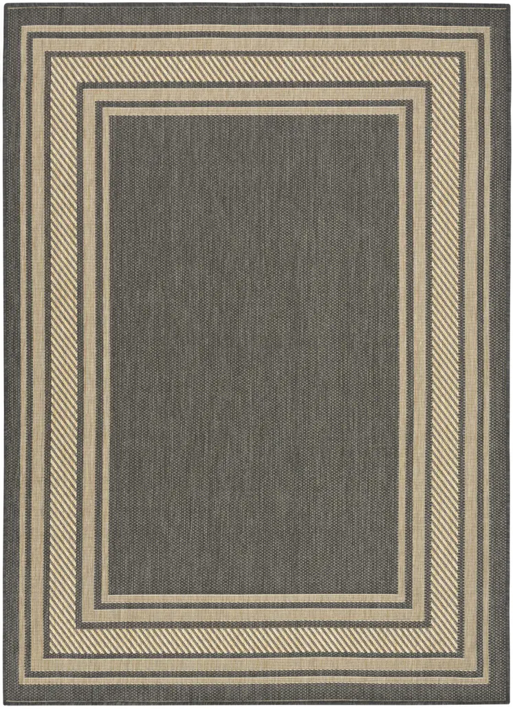 6' X 9' Charcoal Geometric Indoor Outdoor Area Rug