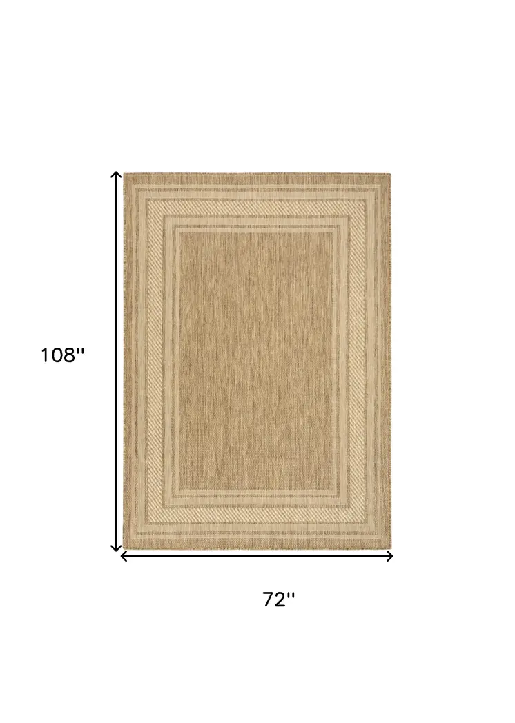 6' X 9' Natural Geometric Indoor Outdoor Area Rug