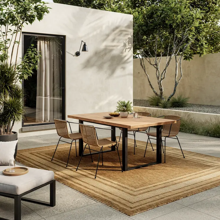 6' X 9' Natural Geometric Indoor Outdoor Area Rug