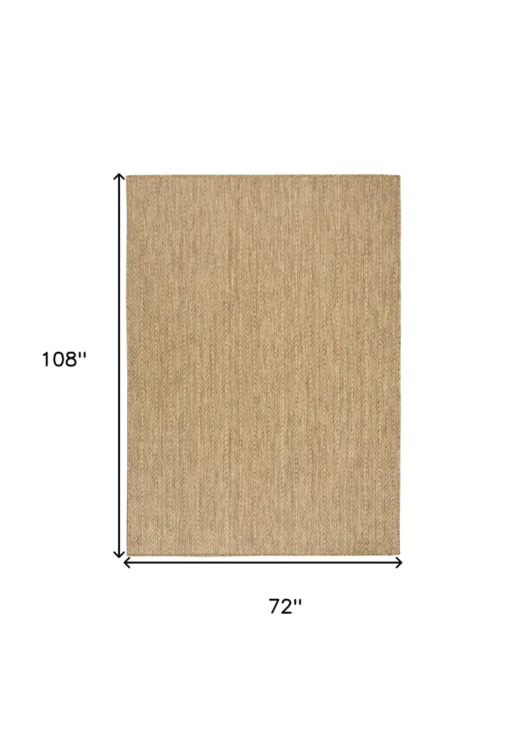 6' X 9' Natural Geometric Indoor Outdoor Area Rug