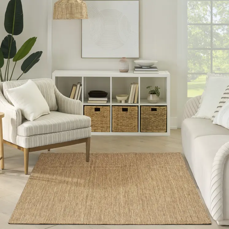 6' X 9' Natural Geometric Indoor Outdoor Area Rug