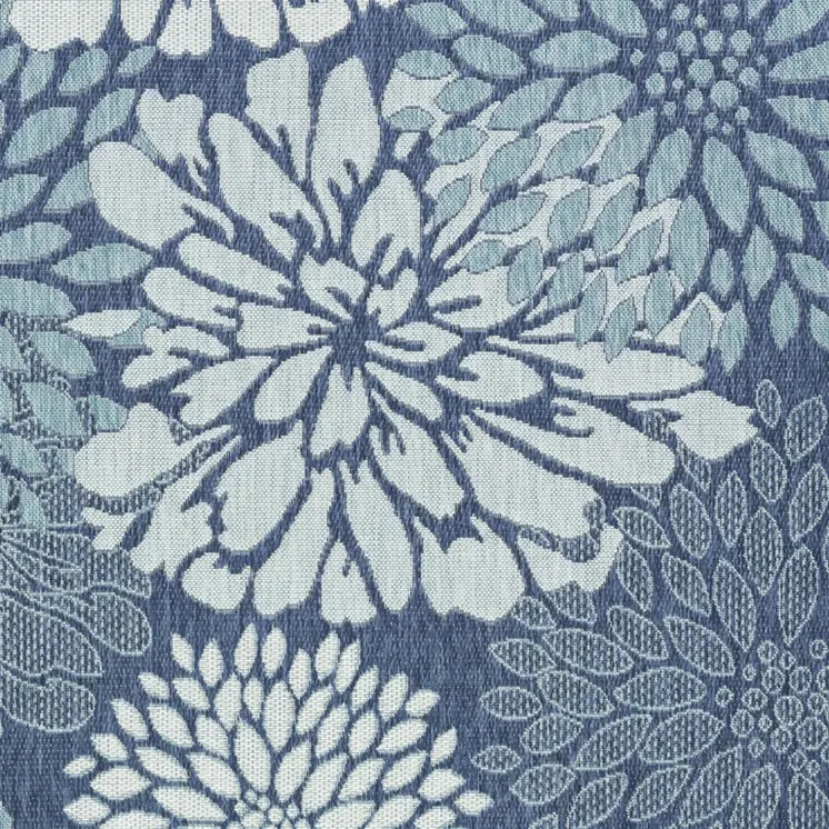 6' X 9' Navy Blue Floral Indoor Outdoor Area Rug