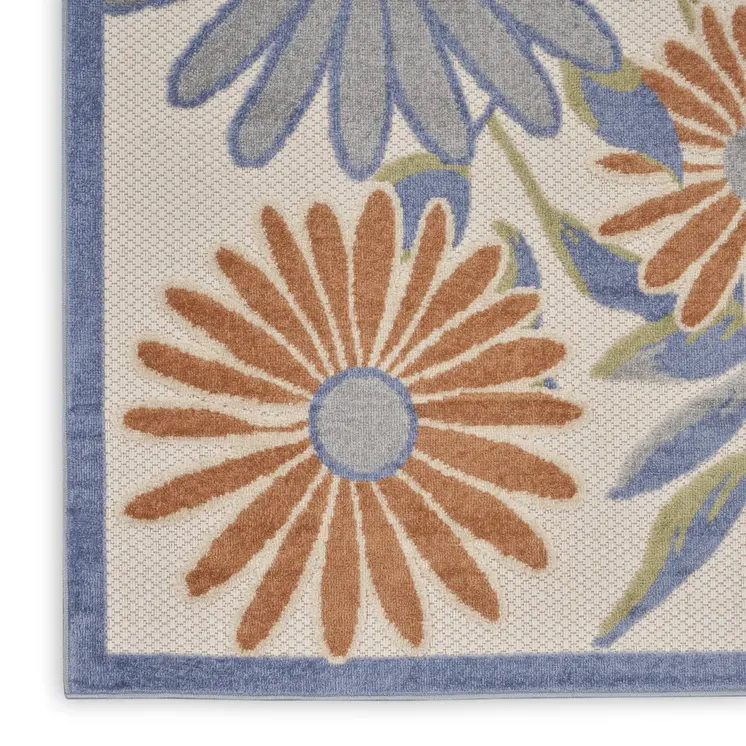 5' X 8' Beige Floral Indoor Outdoor Area Rug