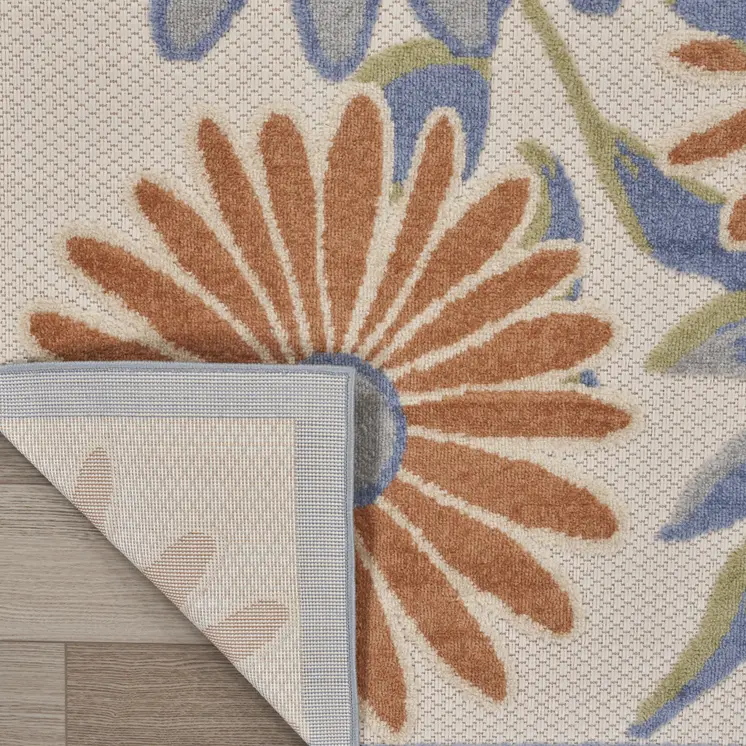 5' X 8' Beige Floral Indoor Outdoor Area Rug