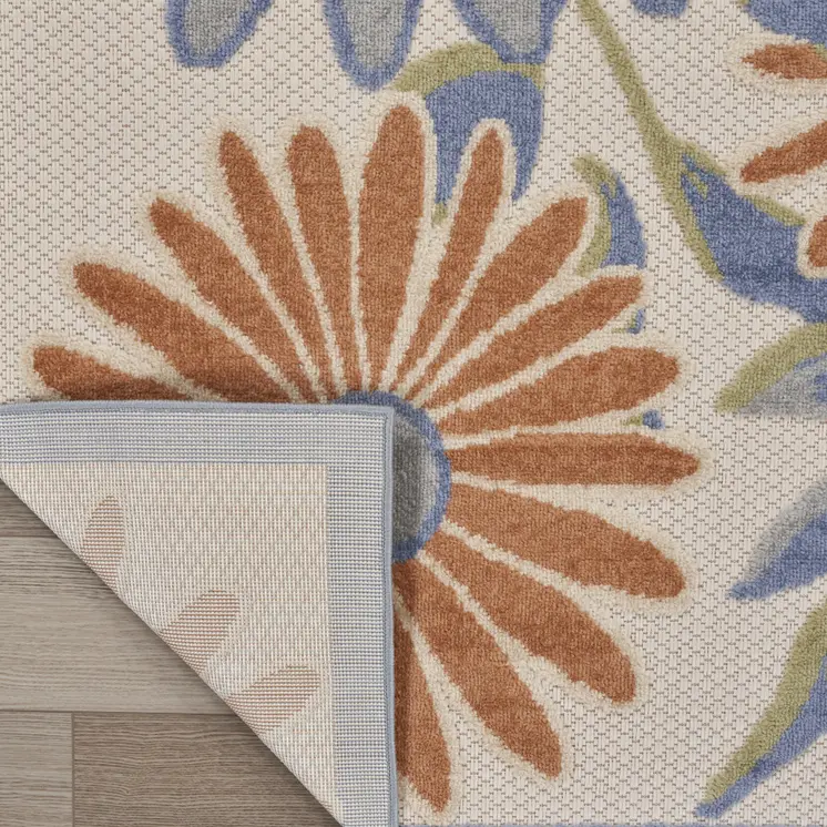 5' X 8' Beige Floral Indoor Outdoor Area Rug