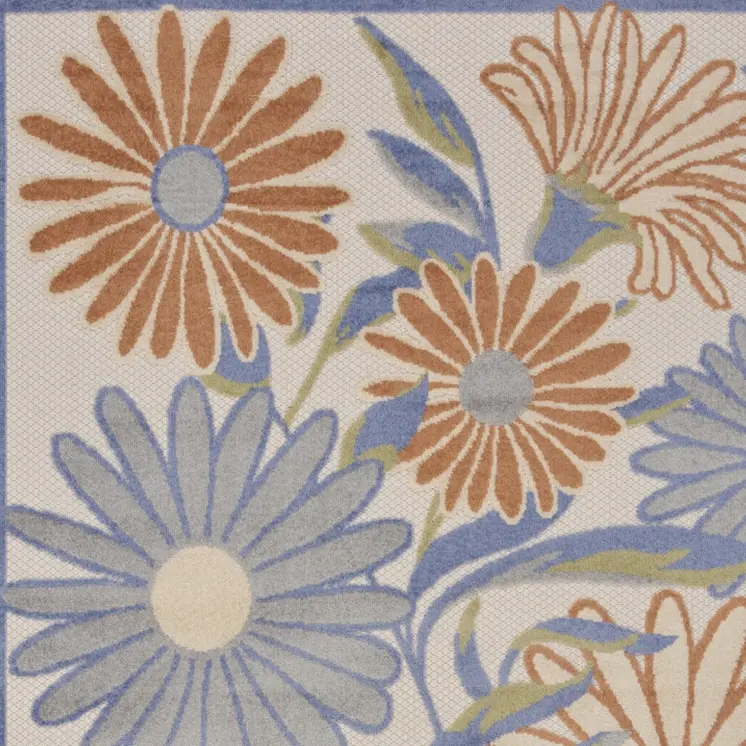 5' X 8' Beige Floral Indoor Outdoor Area Rug