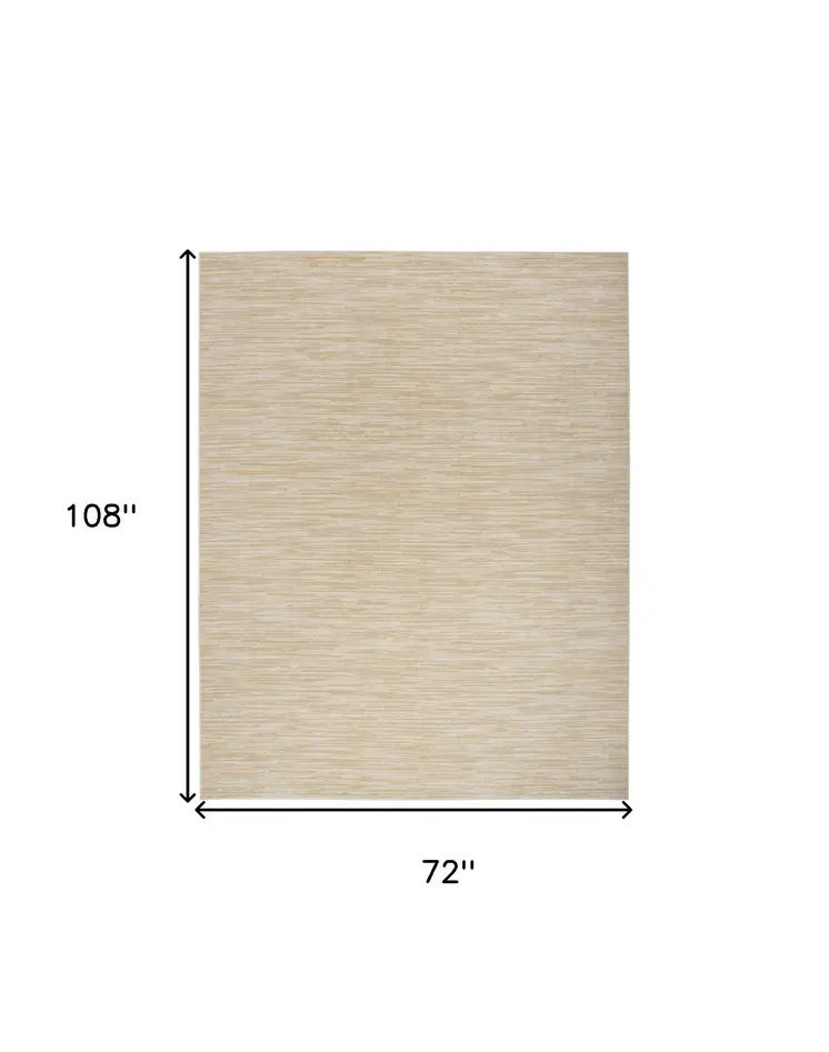 6' X 9' Ivory And Gold Abstract Indoor Outdoor Area Rug