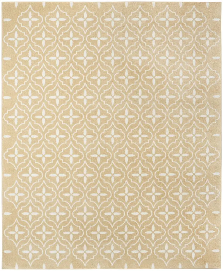 6' X 9' Beige And Ivory Geometric Indoor Outdoor Area Rug