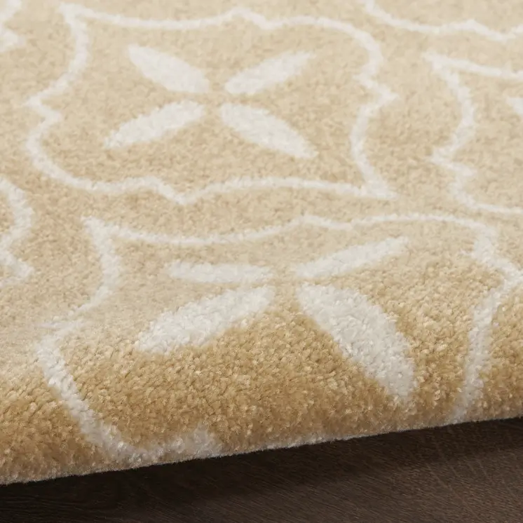6' X 9' Beige And Ivory Geometric Indoor Outdoor Area Rug
