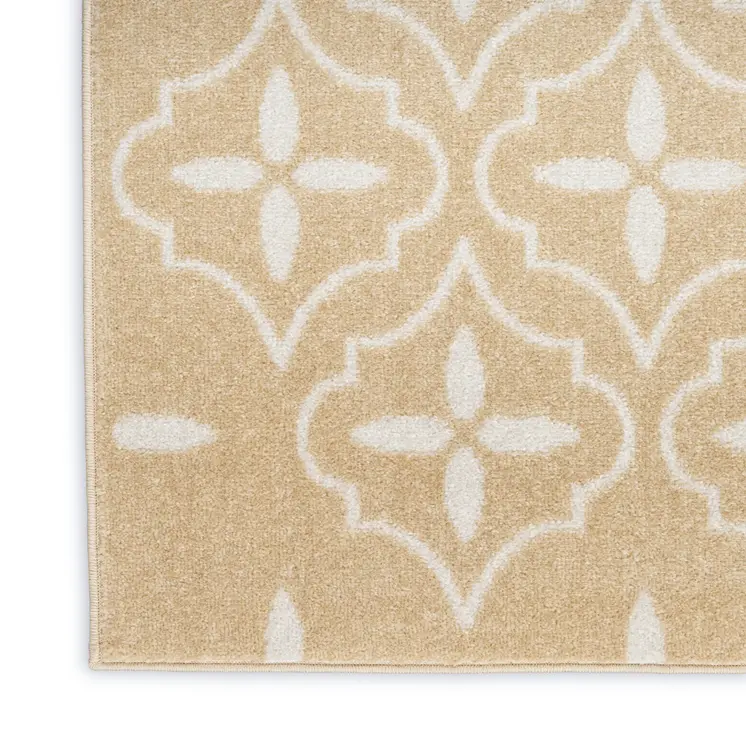 6' X 9' Beige And Ivory Geometric Indoor Outdoor Area Rug