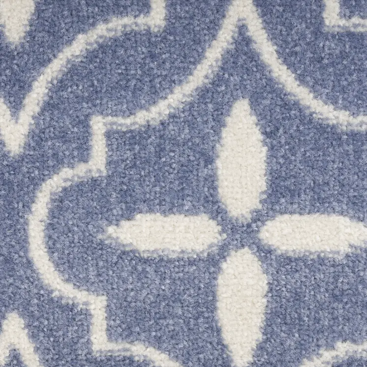 6' X 9' Blue And Ivory Geometric Indoor Outdoor Area Rug