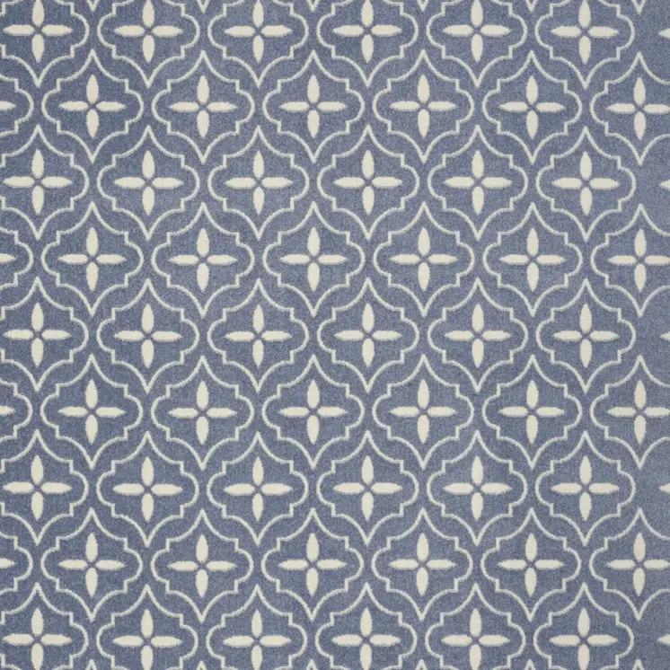 6' X 9' Blue And Ivory Geometric Indoor Outdoor Area Rug