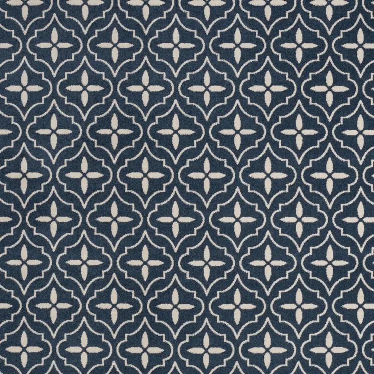 6' X 9' Navy Blue And Ivory Geometric Indoor Outdoor Area Rug