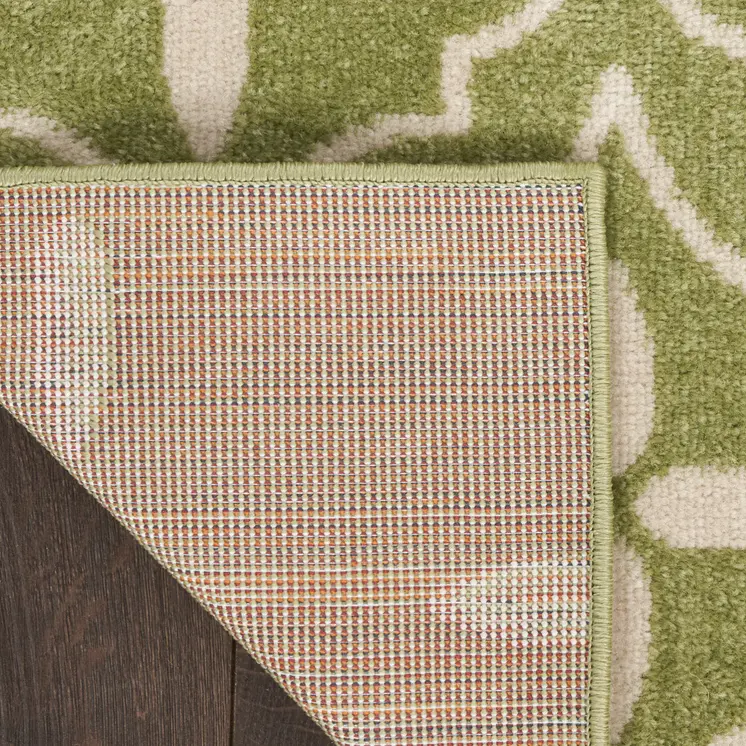 6' X 9' Green And Ivory Geometric Indoor Outdoor Area Rug