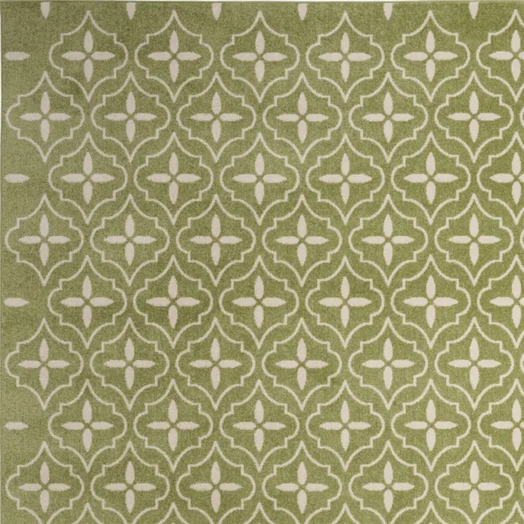 6' X 9' Green And Ivory Geometric Indoor Outdoor Area Rug