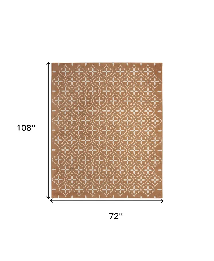 6' X 9' Copper Geometric Indoor Outdoor Area Rug