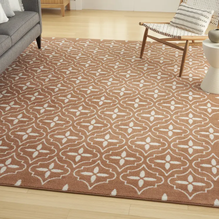 6' X 9' Copper Geometric Indoor Outdoor Area Rug
