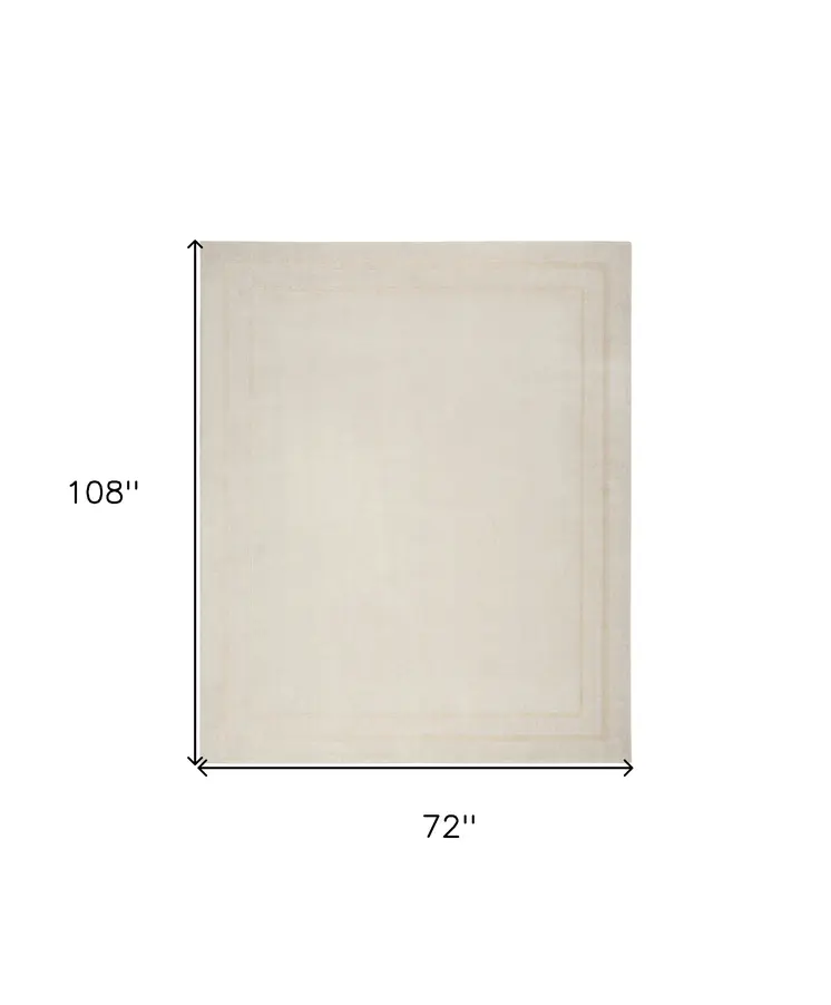 6' X 9' Ivory And Gold Indoor Outdoor Area Rug