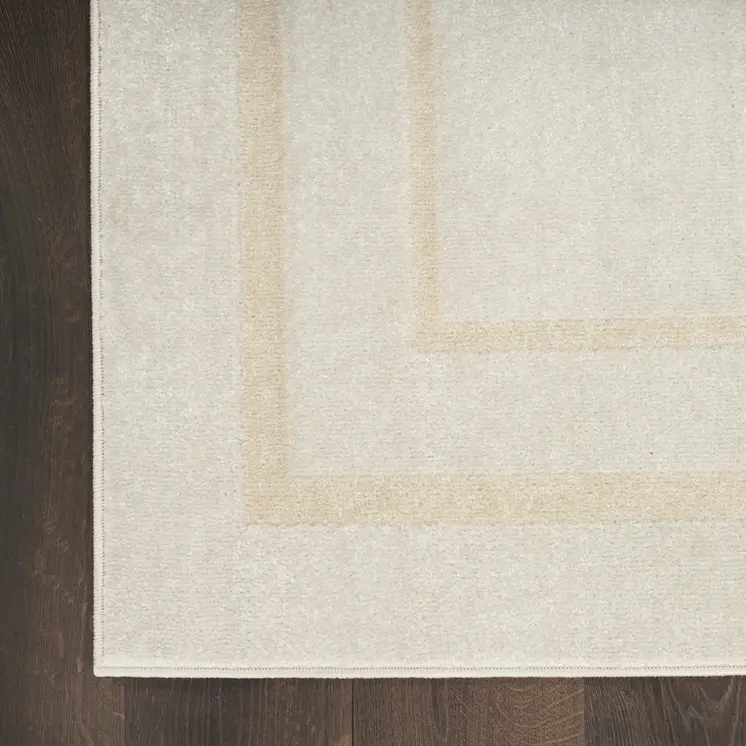 6' X 9' Ivory And Gold Indoor Outdoor Area Rug