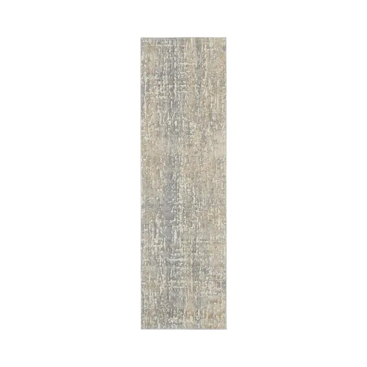 7' Gray Abstract Power Loom Runner Rug