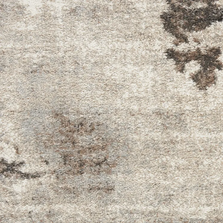 7' Gray Abstract Power Loom Runner Rug