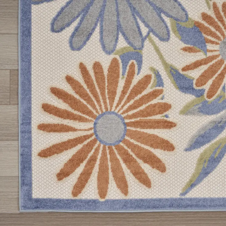 6' X 9' Beige Floral Indoor Outdoor Area Rug