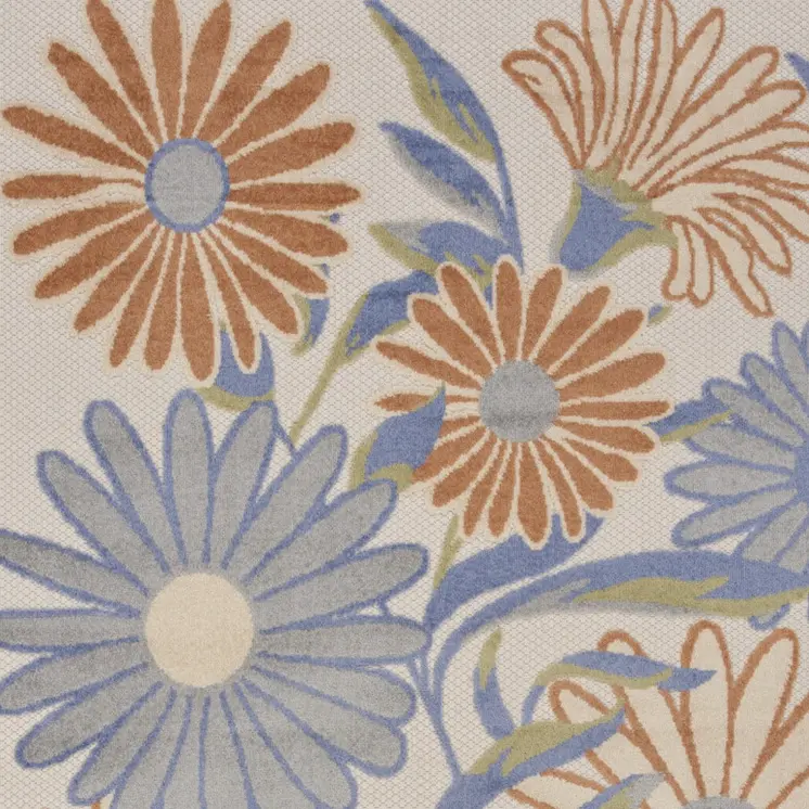 6' X 9' Beige Floral Indoor Outdoor Area Rug