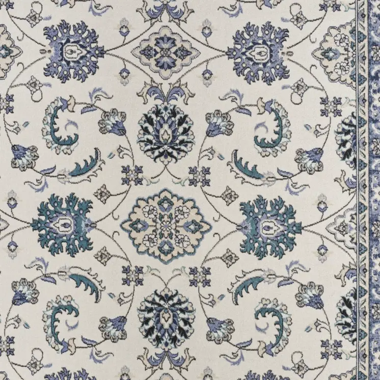 7' X 10' Ivory And Blue Floral Indoor Outdoor Area Rug