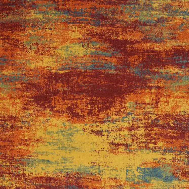7' X 10' Flame Abstract Indoor Outdoor Area Rug