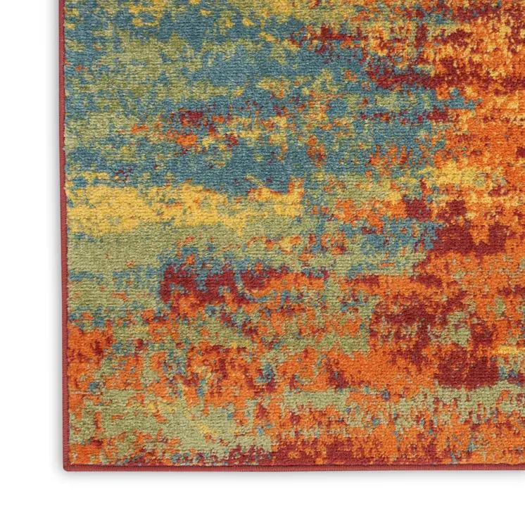 7' X 10' Flame Abstract Indoor Outdoor Area Rug