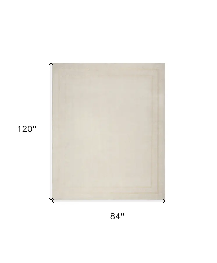 7' X 10' Ivory And Gold Indoor Outdoor Area Rug