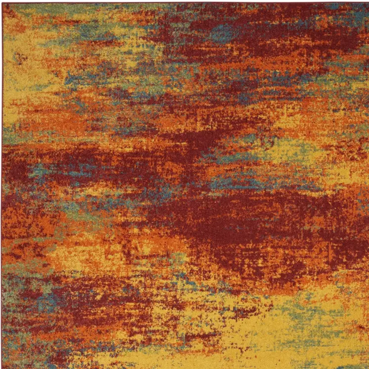 8' X 10' Flame Abstract Indoor Outdoor Area Rug