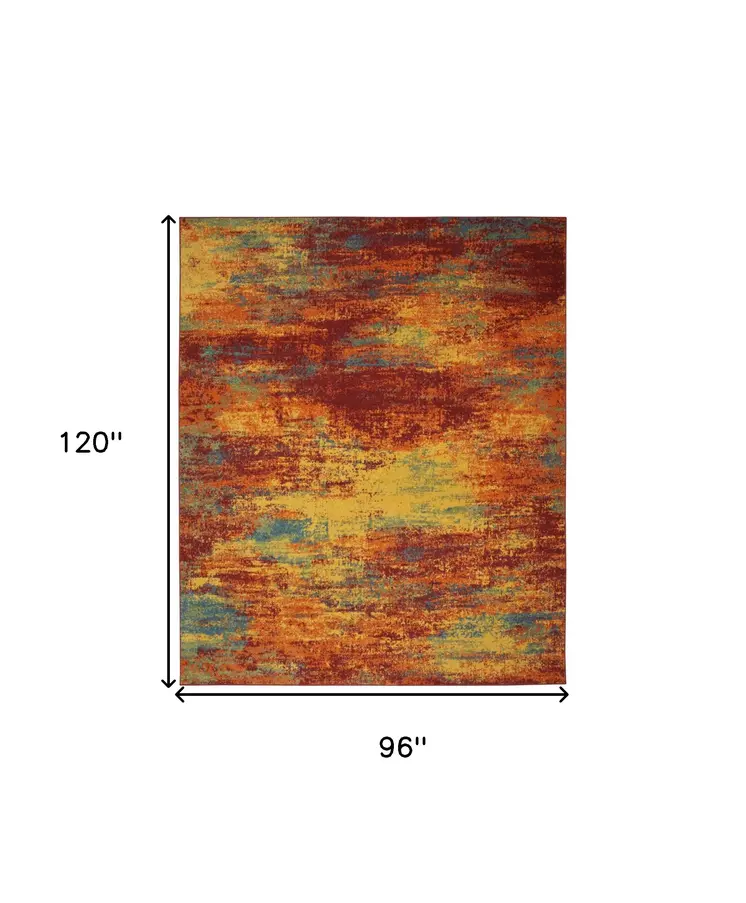 8' X 10' Flame Abstract Indoor Outdoor Area Rug