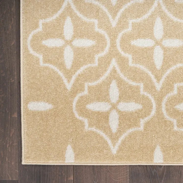 8' X 10' Beige And Ivory Geometric Indoor Outdoor Area Rug