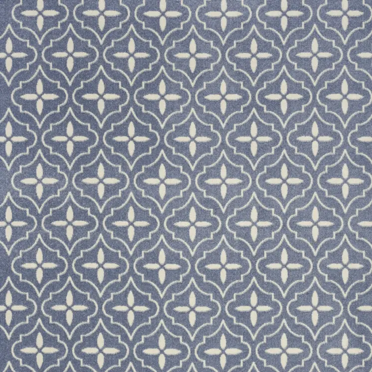 8' X 10' Blue And Ivory Geometric Indoor Outdoor Area Rug