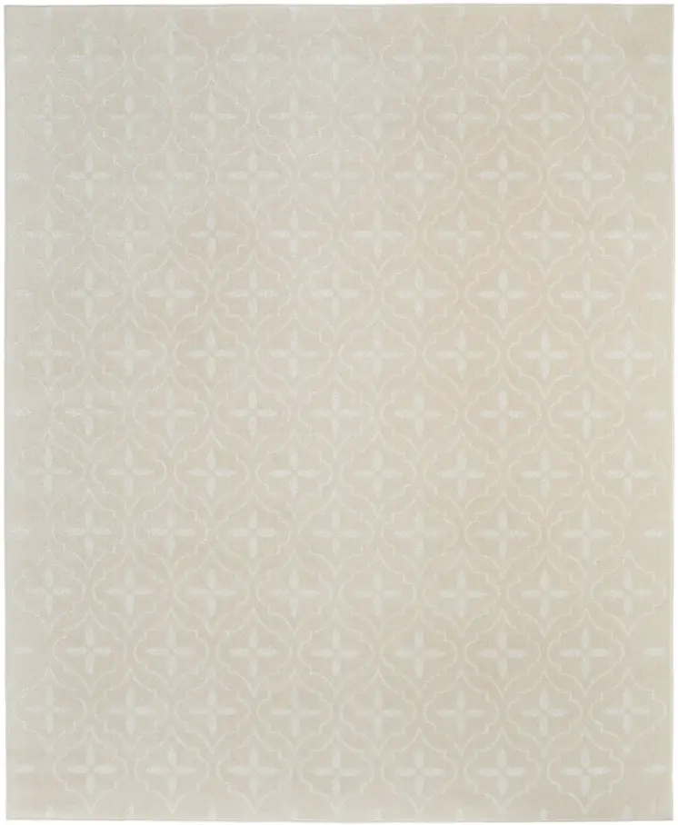 8' X 10' Beige And Ivory Geometric Indoor Outdoor Area Rug