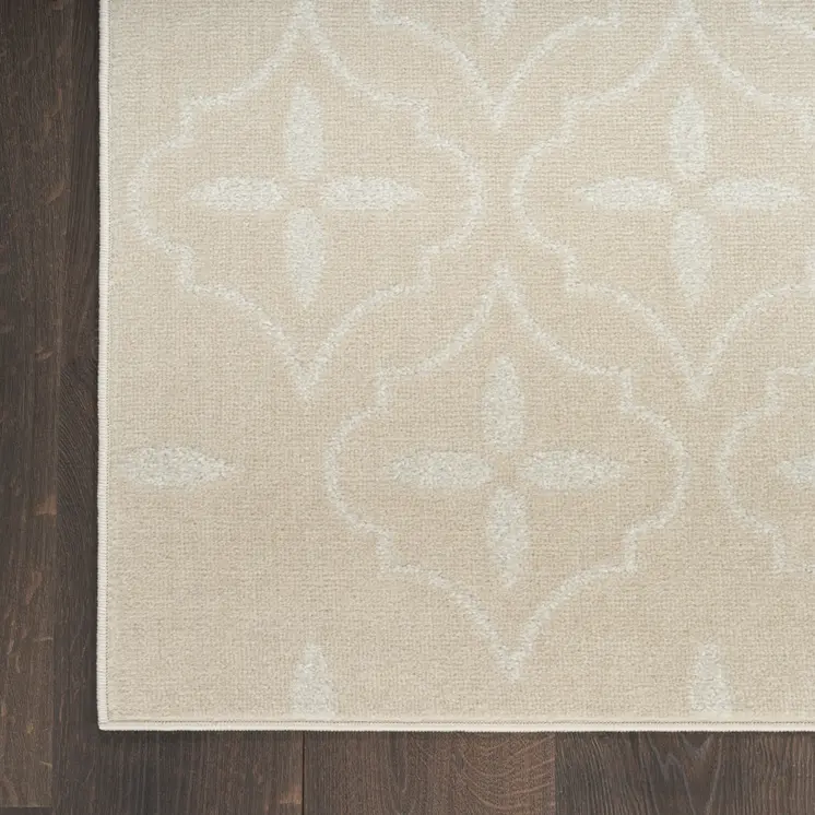 8' X 10' Beige And Ivory Geometric Indoor Outdoor Area Rug