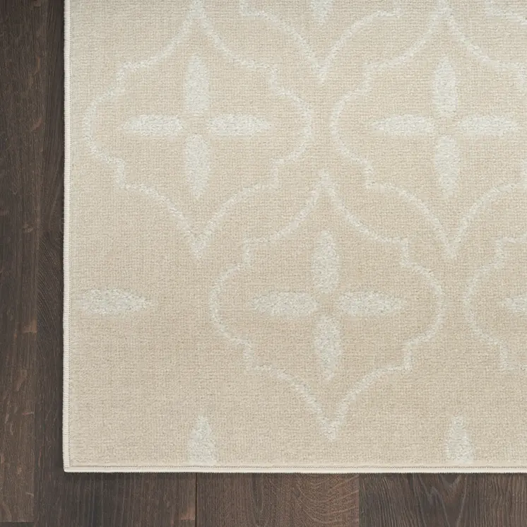 8' X 10' Beige And Ivory Geometric Indoor Outdoor Area Rug